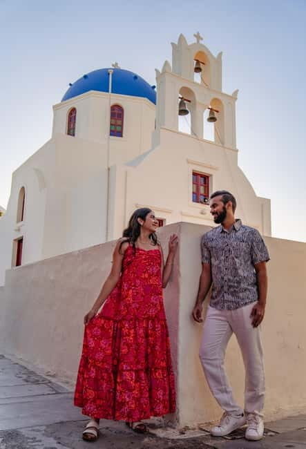 Oia: Couple Photoshoot Seprate Entrance to Blue Dome - Who Will Love This Experience?