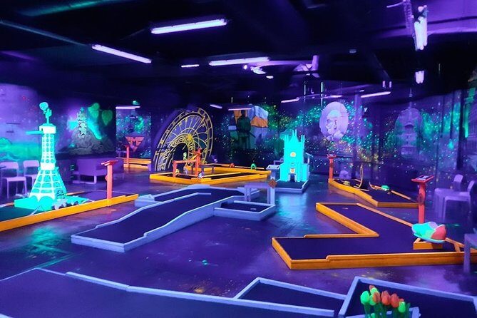 Prague Black Light Mini Golf and Games Tour Including Free Drinks - Duration and Practical Details
