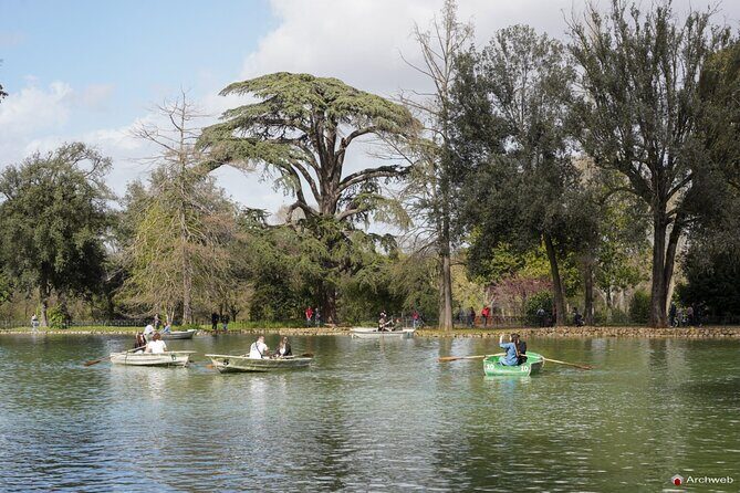 Rome Villa Borghese Lake Rowing Boat Tour and Aperitif - Stop 1: Villa Borghese Gardens and Lake