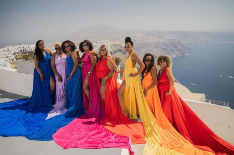 Santorini: Group Flying Dress Photoshoot with Pickup - The Itinerary in Detail