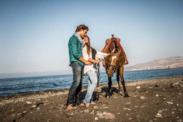 Santorini: Horseback Riding on the Black Sandy Eros Beach - The Scenic Route Through Volcanic Canyons