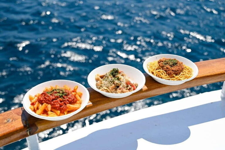 Split: Trogir Walking Tour, Blue Lagoon & Shipwreck Cruise - Food, Drinks, and Onboard Comfort