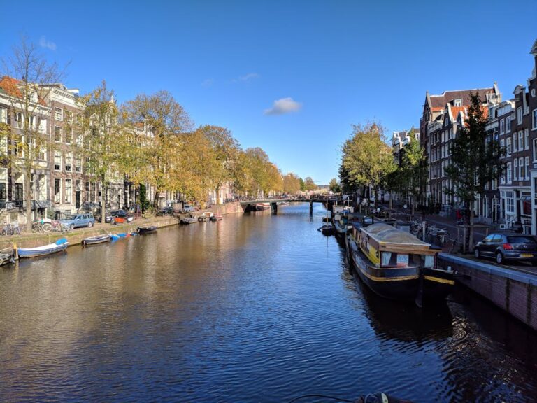 Amsterdam canal with historic houses