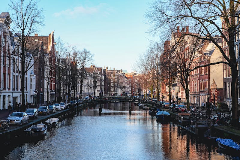 Amsterdam canal with historic buildings