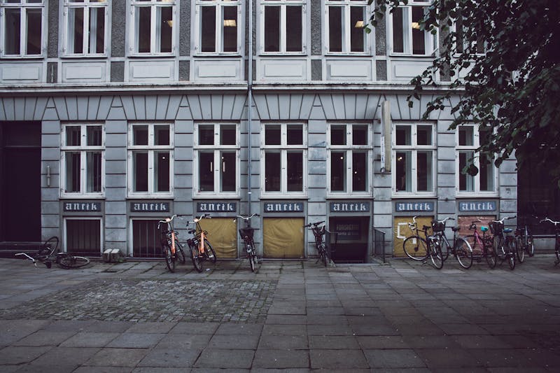 Bicycles outside antik store Copenhagen