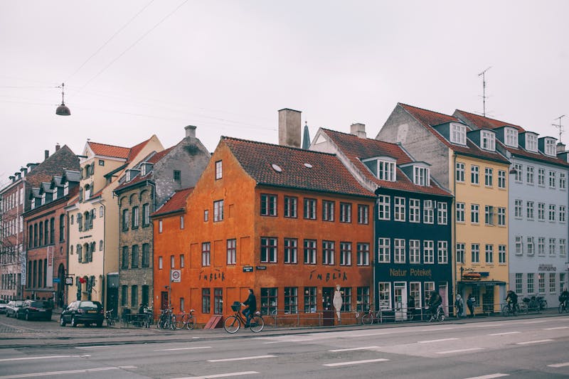 Colourful historical buildings on Copenhagen street