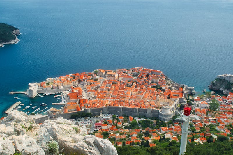 Aerial Dubrovnik Old Town Adriatic