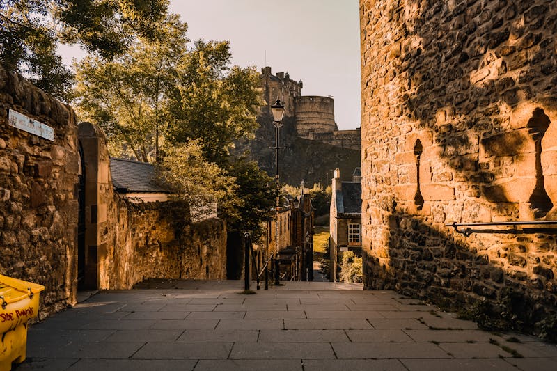 Edinburgh Castle viewed from The Vennel steps