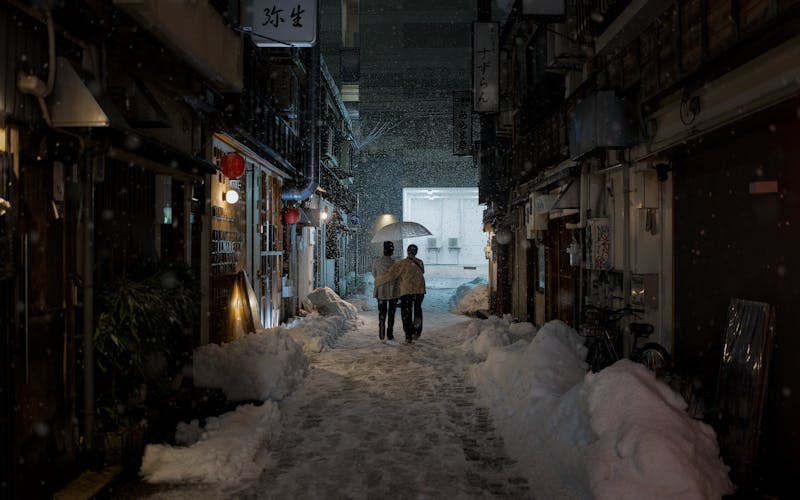 Snow alley Kanazawa Japan night