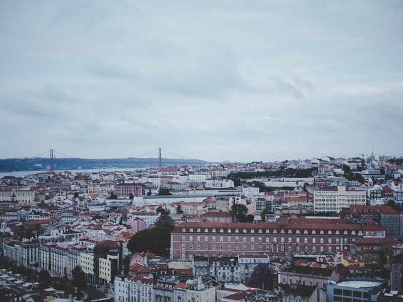 Panoramic Lisbon with bridge