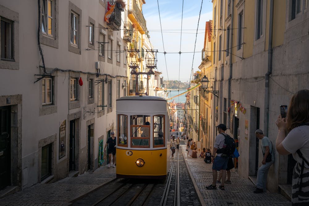 Yellow tram on Lisbon street