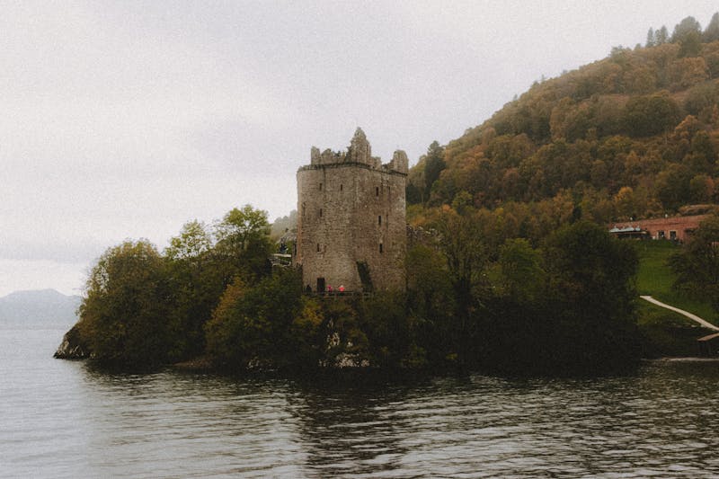 Castle ruins on Loch Ness Scotland