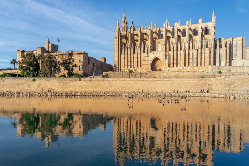 Cathedral reflecting water Mallorca