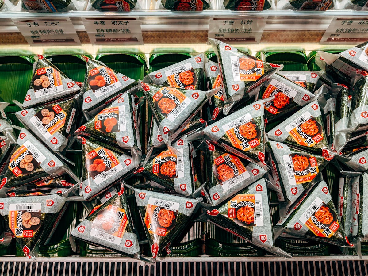 Japanese onigiri rice balls at convenience store