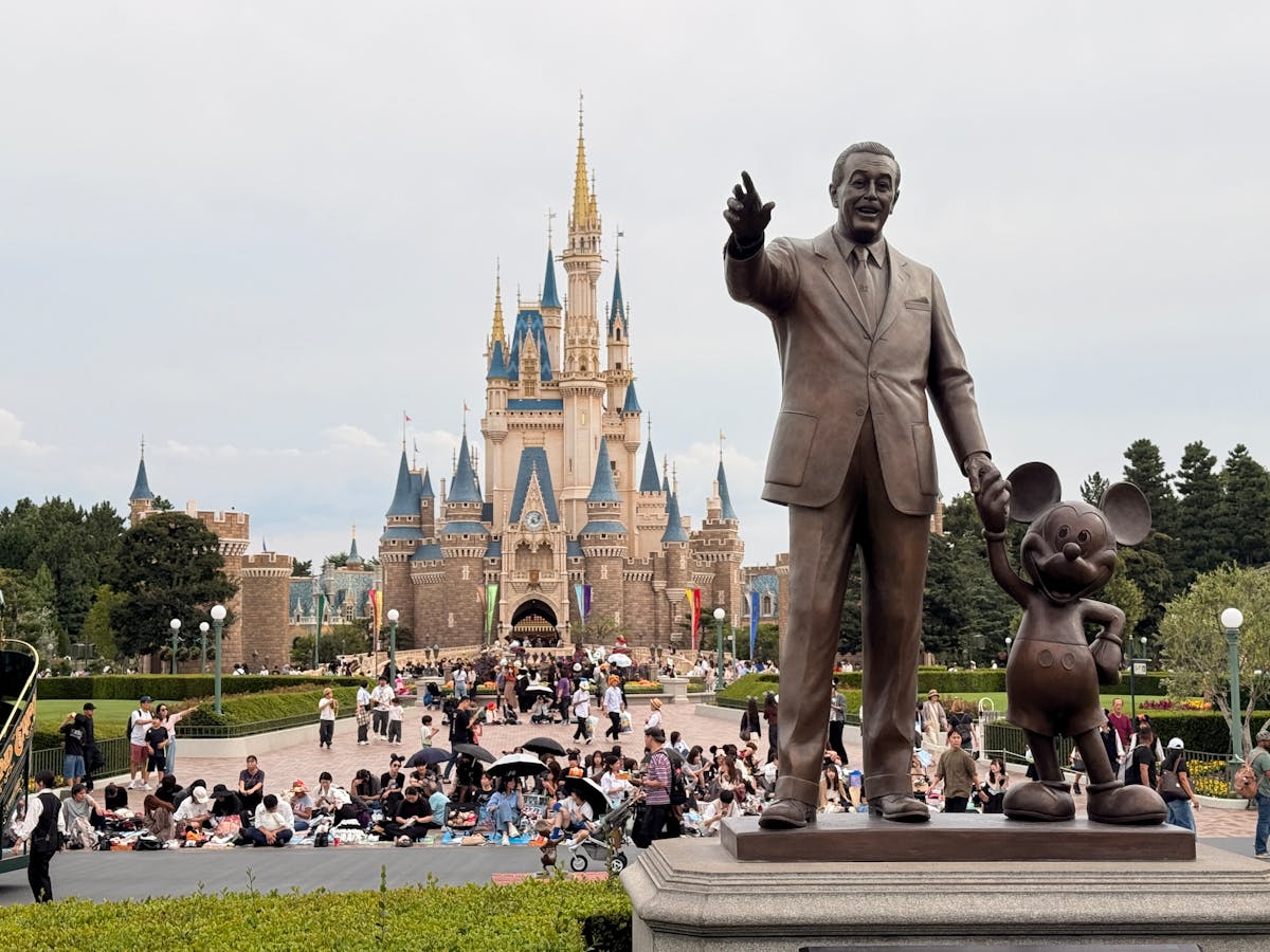 Walt Disney and Mickey Mouse statue at Tokyo Disneyland