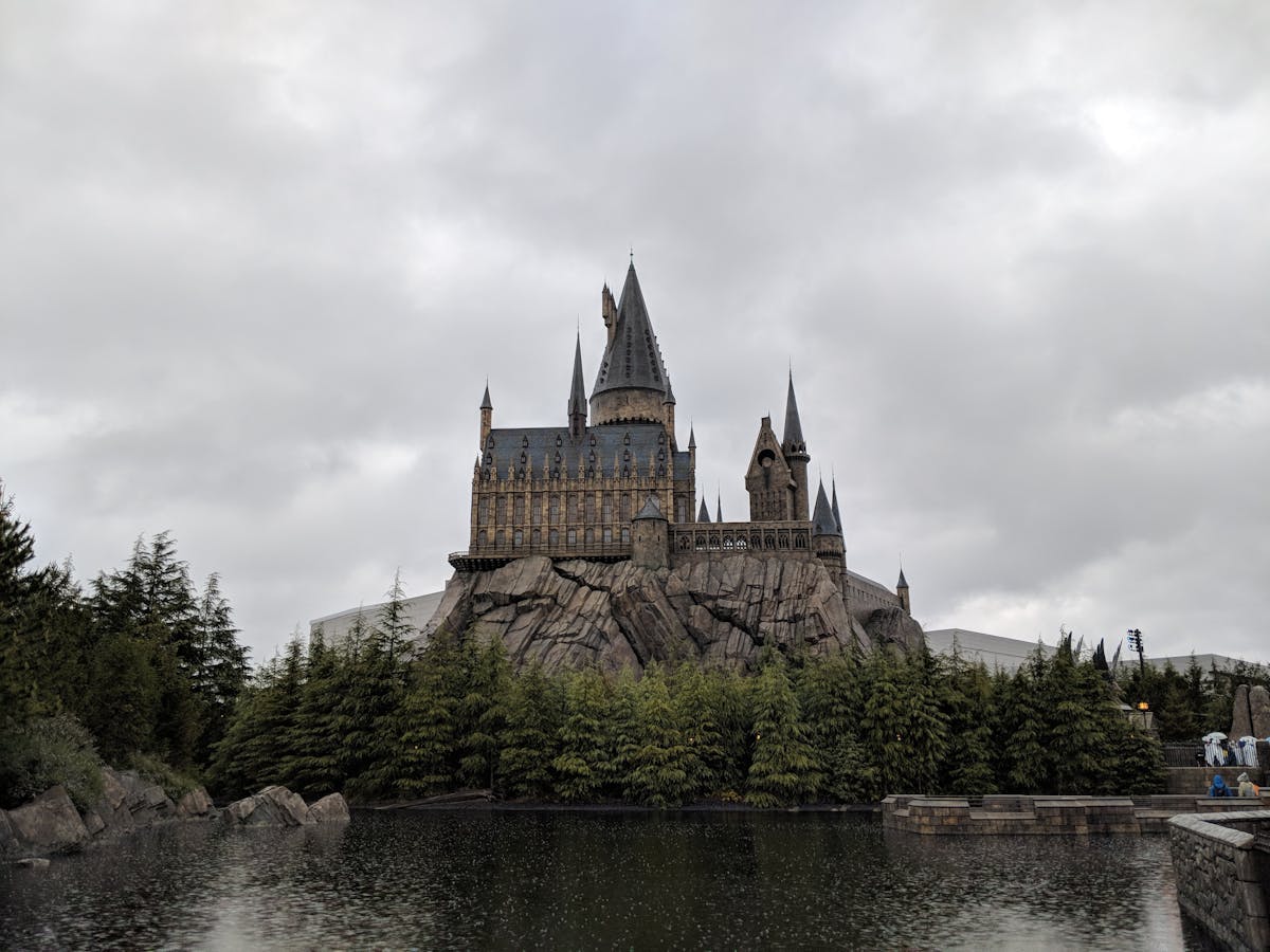 Hogwarts Castle at USJ with water reflection
