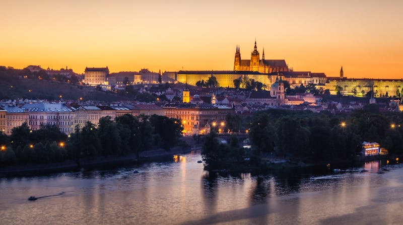 Prague Castle Vltava sunset