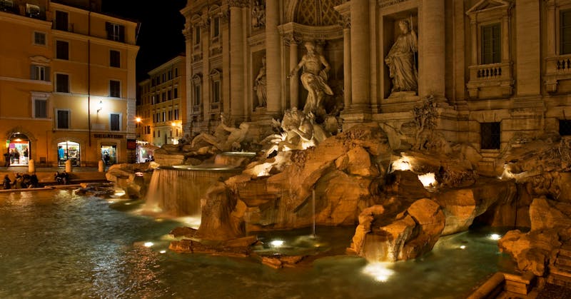 Trevi Fountain illuminated night