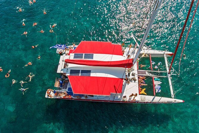 Sailing Catamaran Cruise in Santorini with BBQ, Drinks and Transfer - The Boat and Onboard Experience