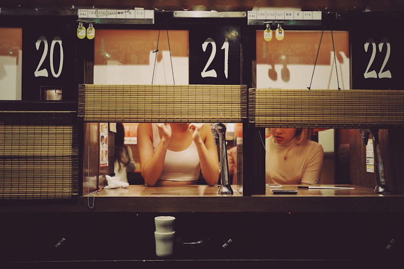 Ramen restaurant booths Shibuya Tokyo