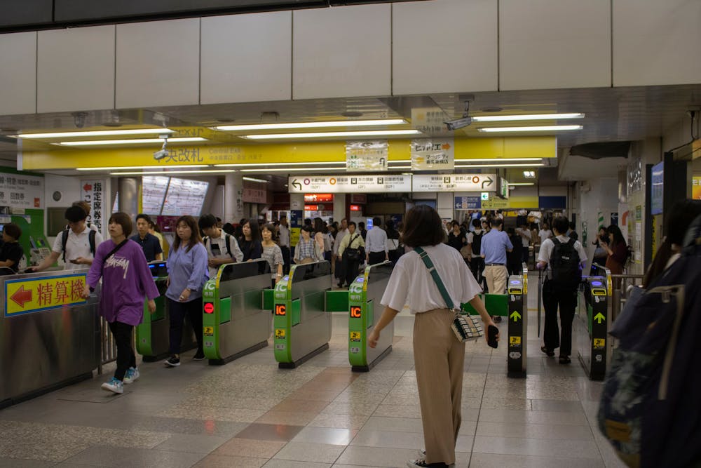 Commuters at Tokyo subway station