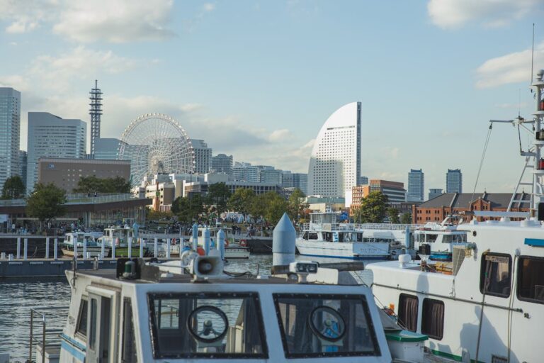 Yokohama waterfront skyline with Ferris wheel