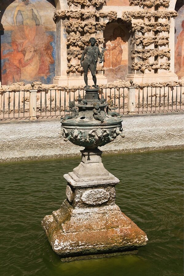 Mercury statue in the Alcazar Seville gardens