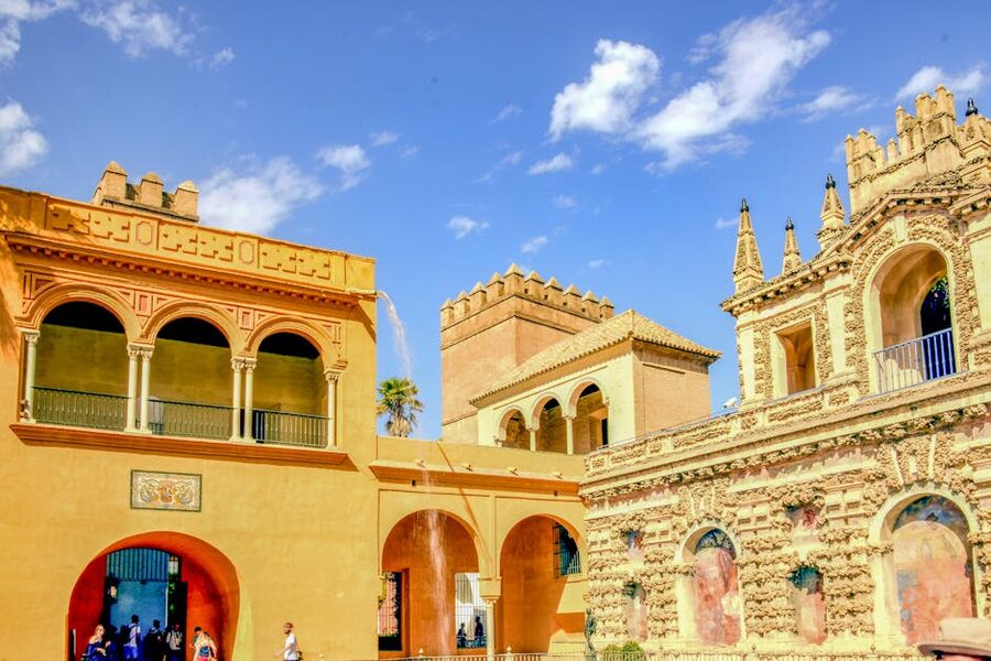 Royal Alcazar facade in sunny Seville