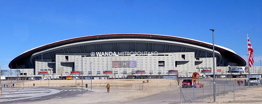 Walkway approaching Metropolitano stadium in Madrid