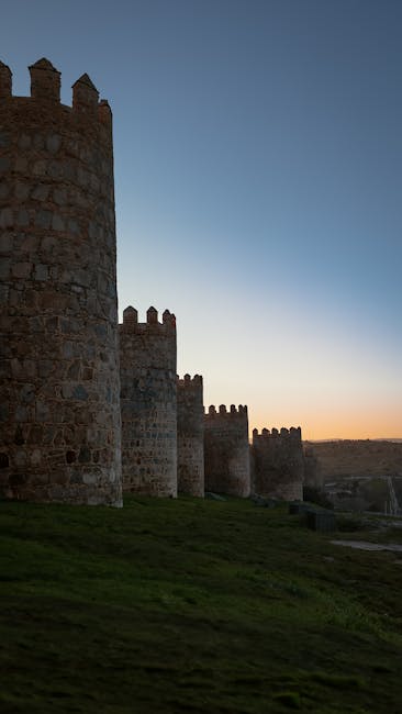 Medieval city walls and towers surrounding Avila Spain
