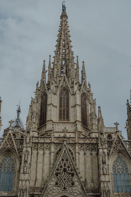 Gothic stained glass windows in Barcelona Cathedral