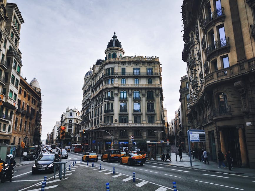Aerial view of Barcelona Eixample grid intersection