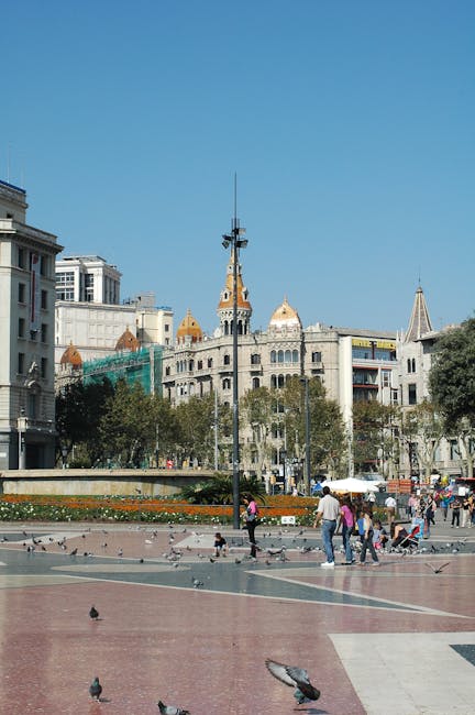 Family walking through a park in Barcelona