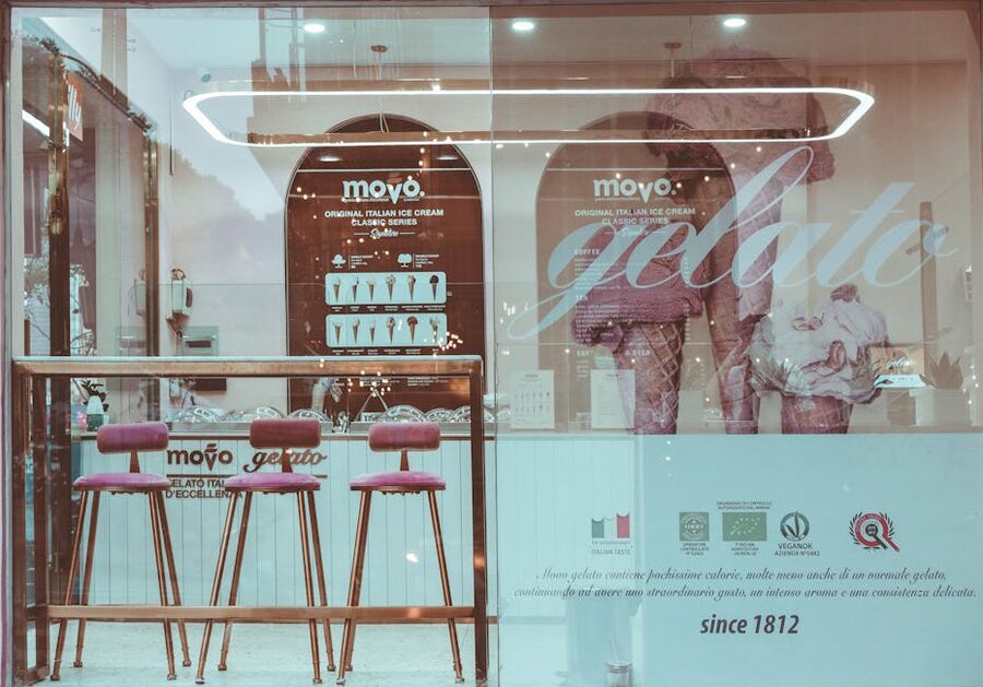 Gelato ice cream display in a Barcelona shop