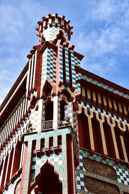 Ornate Modernisme building facade in Barcelona Eixample district