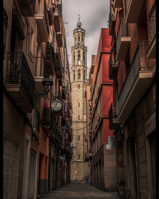 Medieval Carrer de Montcada street in Barcelona