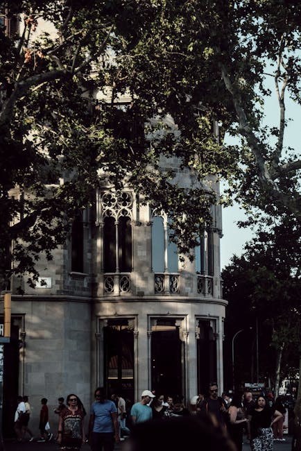 Tree-lined Passeig de Gracia boulevard in Barcelona
