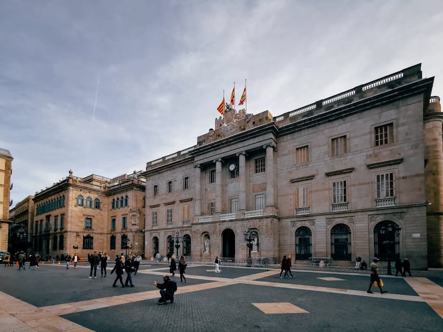 Historic Plaza Sant Jaume in Barcelona Gothic Quarter