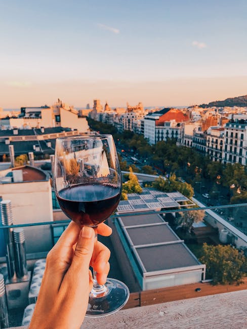 Barcelona city skyline seen from a rooftop terrace