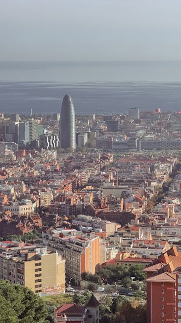 Panoramic view of Barcelona from above