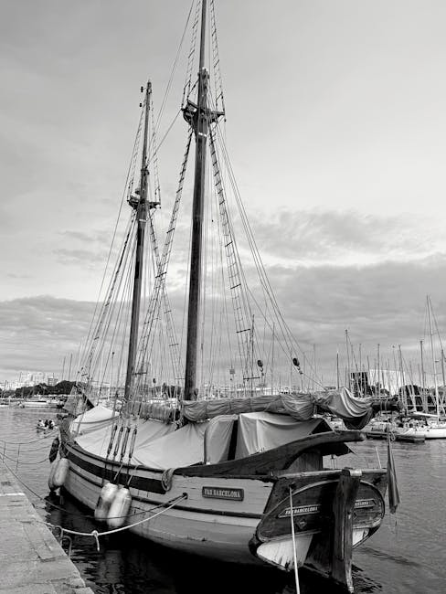 Yacht docking at Barcelona marina