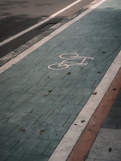 Segregated painted city bike lane