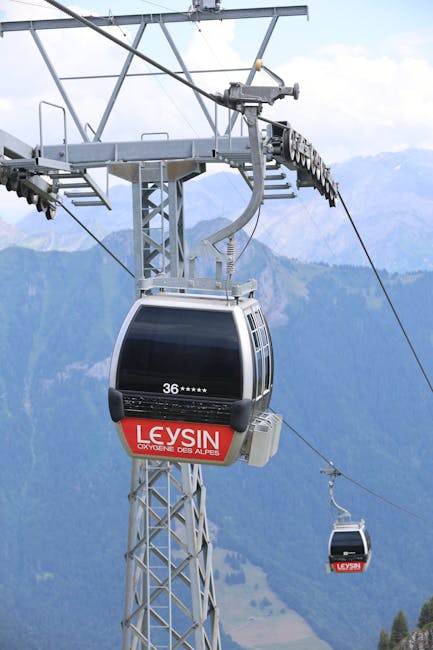 Cable car gondola on mountain safety