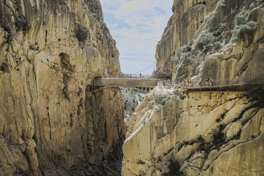 Caminito del Rey footbridge between cliffs