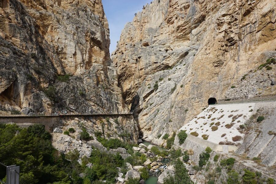 Caminito del Rey gorge walkway through cliffs