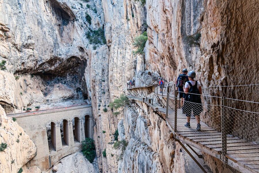 Narrow Caminito del Rey walkway Spain