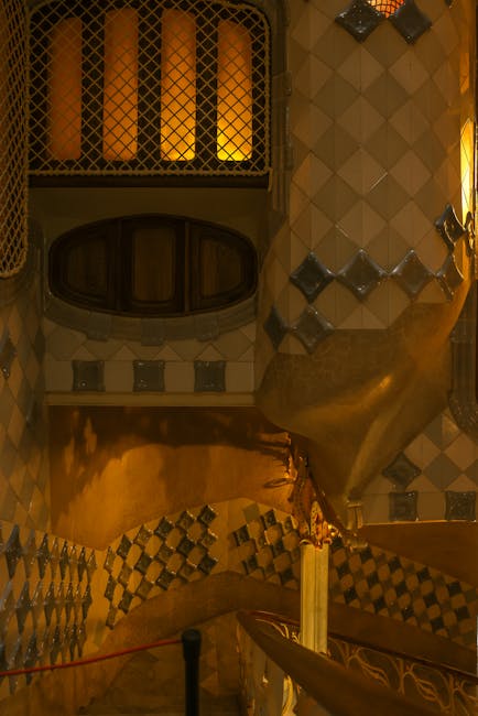 Flowing organic interior design inside Casa Batllo by Gaudi