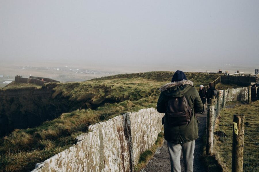 Clifftop path on a windy day