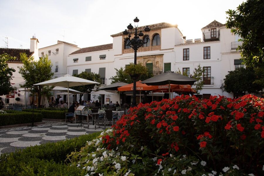 Outdoor cafe with flowers Cordoba
