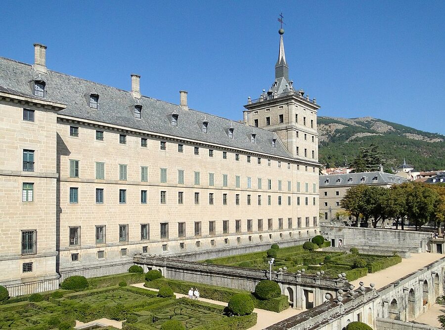 El Escorial monastery side facade with towers